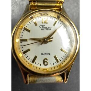 Timex Stretch Band Quartz Analog Women's Watch Two Tone Gold Silver Tone 19.4mm